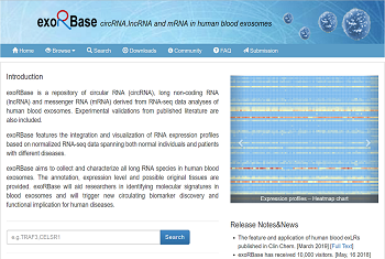 exoRBase --Database of exosomal circRNA、LncRNA and mRNA